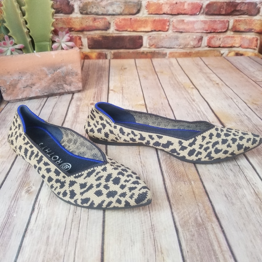 Rothy's spotted leopard pointed toe flats size 8